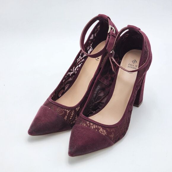 Call It Spring Ivana Lace Ankle Strap Heels Size 8.5 - Picture 4 of 10